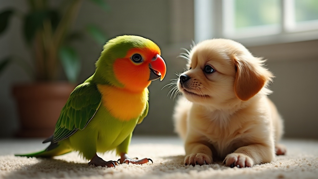 How to Socialize a Hand-Fed Baby Conure with a Dog and Cat