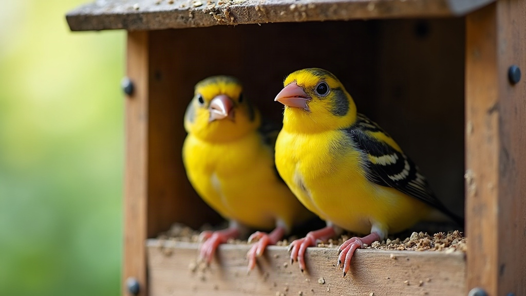 Society Finch Nest-Building in Food Hopper, Not Nest Box